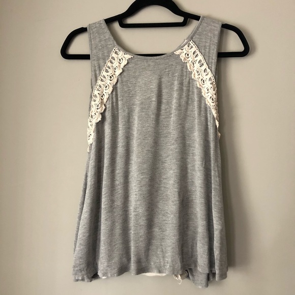 Tank top Grey and Lace Shirt - Picture 1 of 6